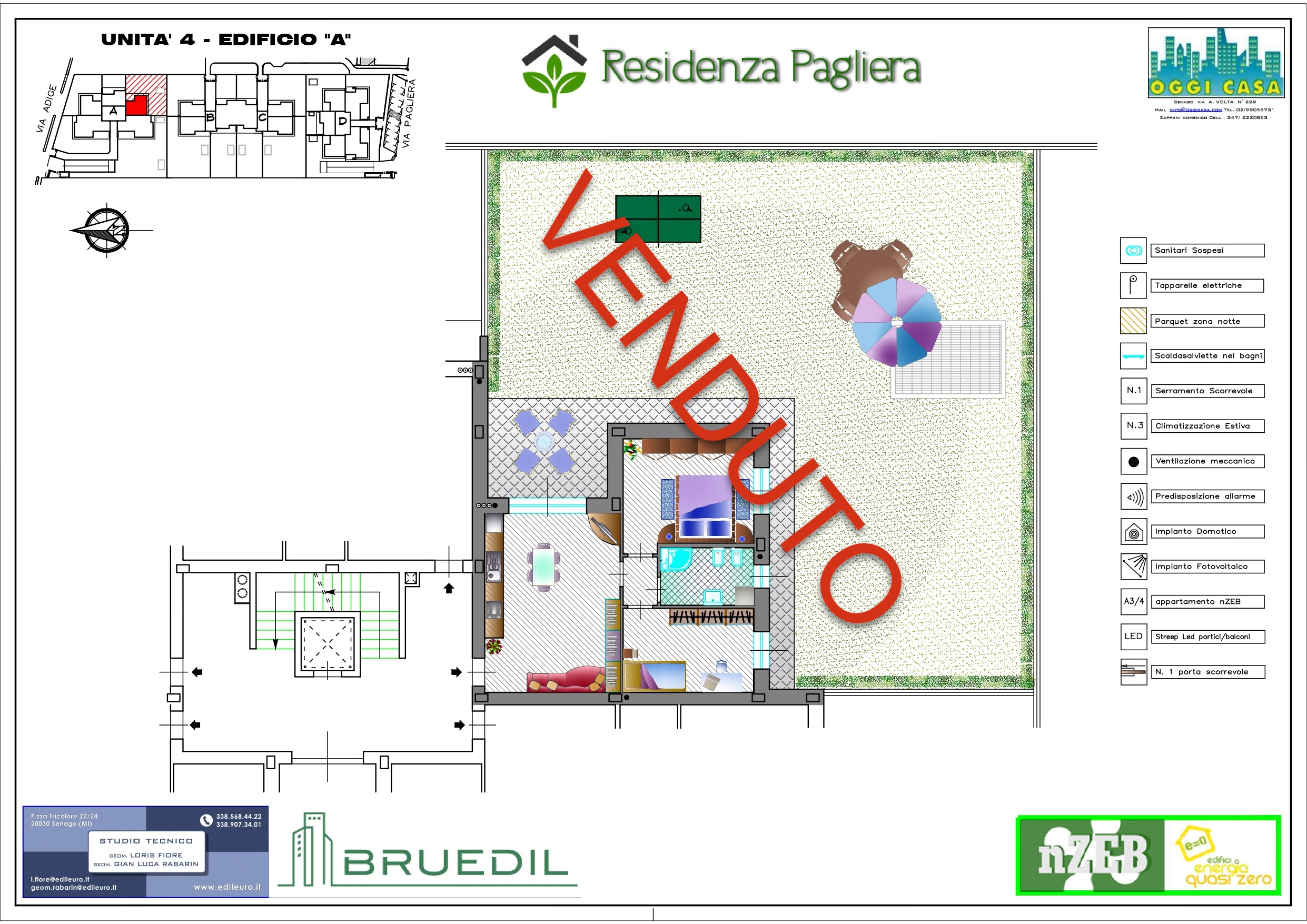 appartamento nuovo tre locali più servizi cantina giardino mq.200 poss.tà box